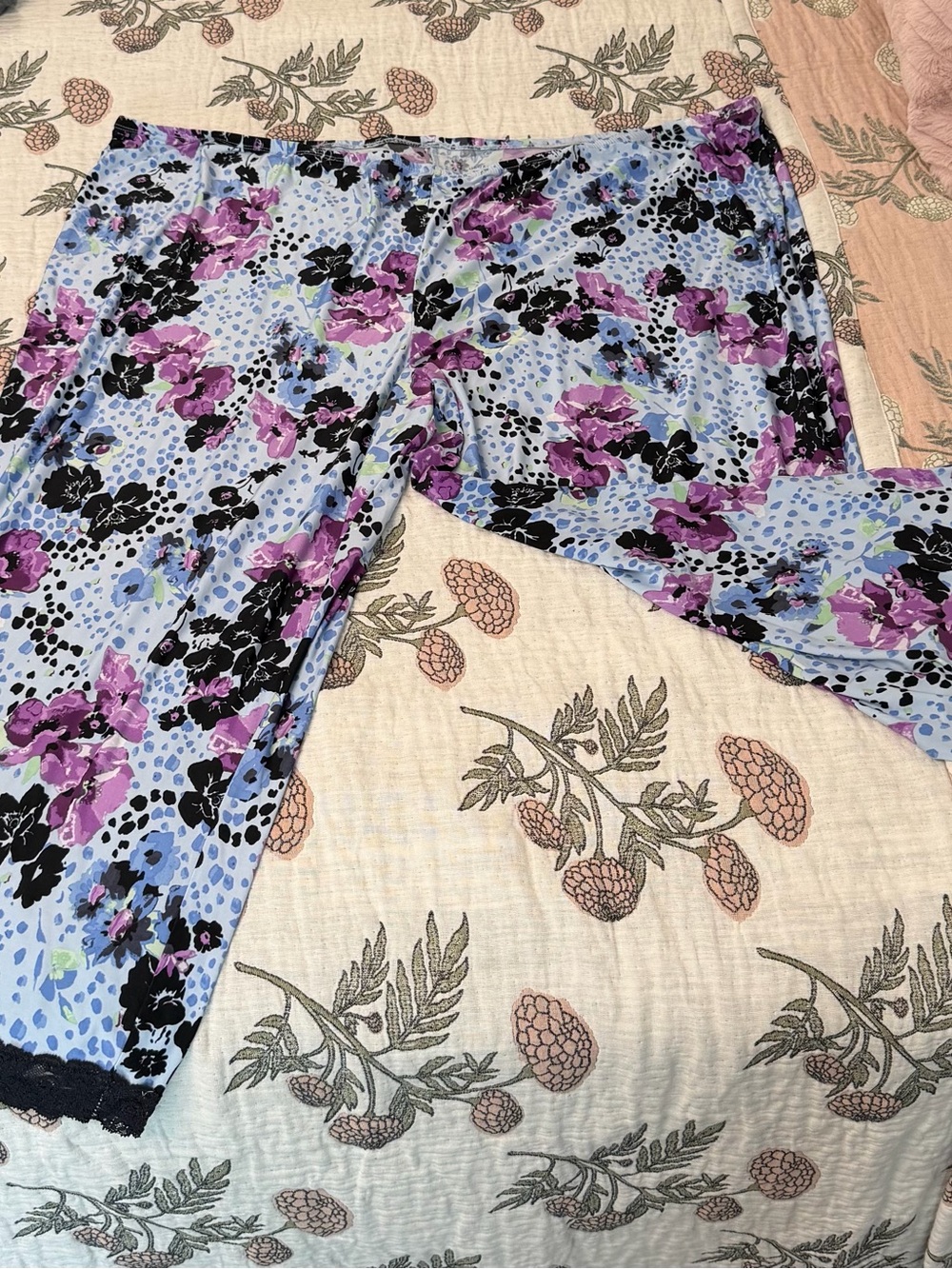 George Purple Floral Lounge Pants with Black Accents